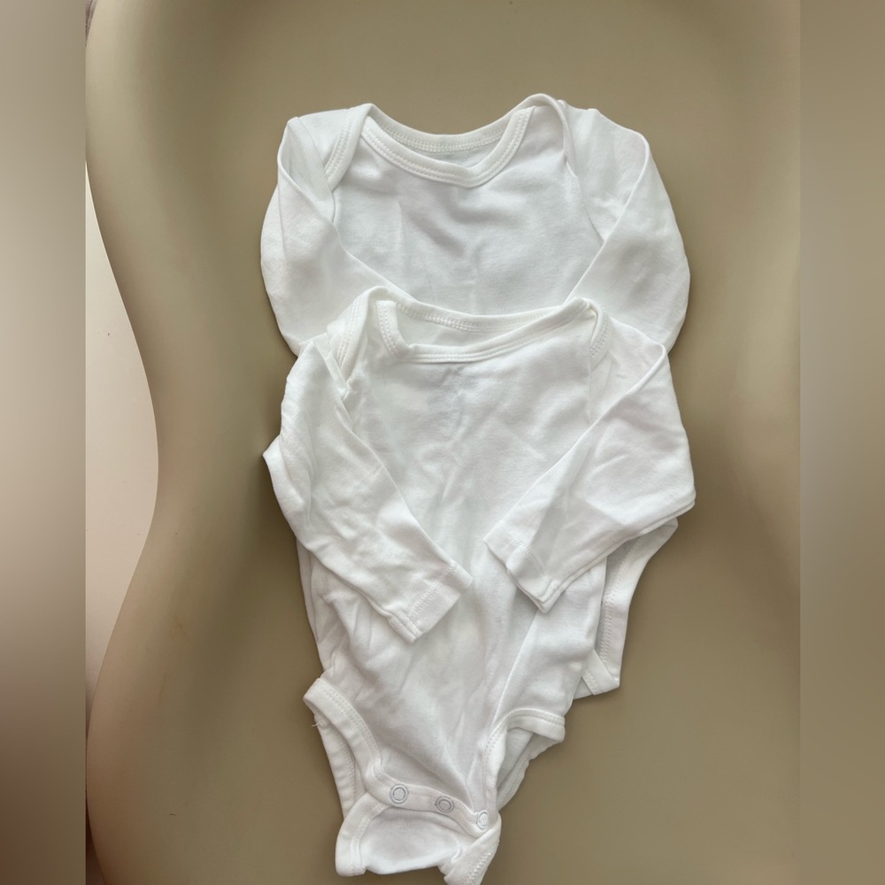 H&M-Set of 2 Newborn White Long Sleeve Bodysuits